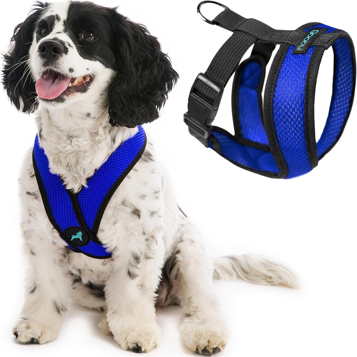 Gooby Comfort X Head In Harness – Blue, Medium – No Pull Small Dog Harness, Patented Choke-Free X Frame – Perfect on the Go Dog Harness for Medium Dogs No Pull or Small Dogs for Indoor and Outdoor Use